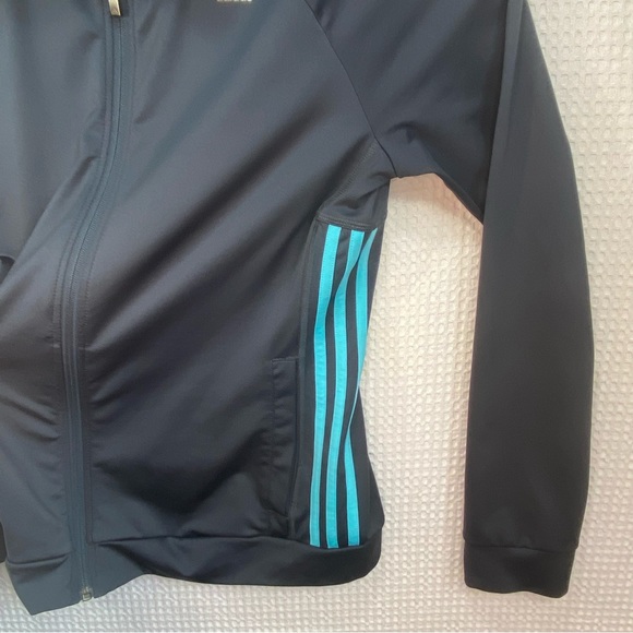 Adidas Climalite Full Zip Mock Neck Navy Track Sweater Jacket; Women’s Sz Medium - Picture 8 of 14